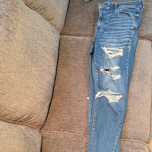 American Eagle Outfitters Ripped Blue Skinny Jeans